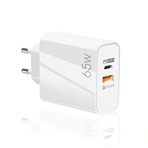 65w Usba + Pd 33w Type-c Çift Çıkışlı Quick Charger 3.0 Hızlı Şarj Aleti Başlığı