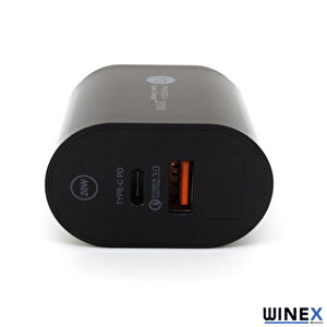 Dijital Göstergeli Pd20w Type-c+usba Çift Çıkışlı Şarj Aleti Başlığı