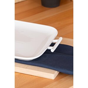 Bianco Perla Dikdörtgen Kulplu Servis Tabak - 27.5 Cm