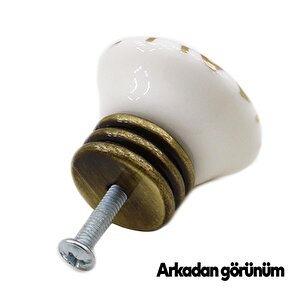 Carvent Lüks Porselen Düğme Mobilya Çekmece Dolap Kapak Kulpu Kulbu Beyaz Antik Sarı