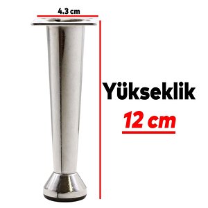 Mobilya Sehpa Puf Zigon Metal Ayağı Ayarlanabilir Krom Ayak 12 Cm