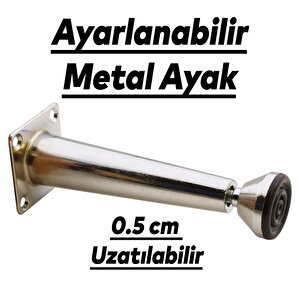 Mobilya Sehpa Puf Zigon Metal Ayağı Ayarlanabilir Krom Ayak 12 Cm