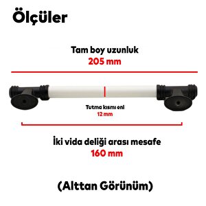 Enspel Lüks Porselen Mobilya Mutfak Çekmece Dolap Dolabı Kulpu Kulbu 160 Mm Beyaz Mat Siyah Kulpları