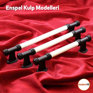 Enspel Lüks Porselen Mobilya Çekmece Dolap Kapak Kulpu Kulbu (128 Mm-12.8 Cm) Beyaz Mat Siyah