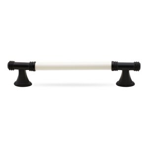 Enspel Lüks Porselen Mobilya Çekmece Dolap Kapak Kulpu Kulbu (128 Mm-12.8 Cm) Beyaz Mat Siyah