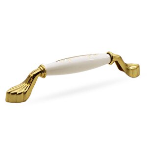 Elpedroso Lüks Porselen Mobilya Mutfak Çekmece Dolap Dolabı Kulpu Kulbu (128 Mm-12.8 Cm) Beyaz Gold