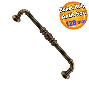 Buket Eskitme Antik Sarı (128 Mm-12.8 Cm) Metal Mobilya Mutfak Çekmece Dolap Kulpu Kulbu Kulpları