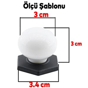 Tomurcuk Düğme Çekmece Dolap Kapak Kulpu Kulbu Beyaz Siyah Altıgen Porselen Kulp