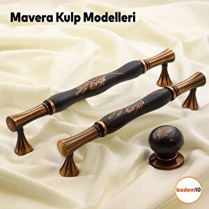 Mavera Lüks Porselen Mobilya Çekmece Dolap Kapak Kulpu Kulbu (160 Mm-16.0 Cm) Siyah Antik Bakır Kulp