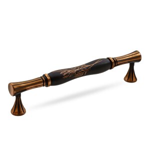 Mavera Lüks Porselen Mobilya Çekmece Dolap Kapak Kulpu Kulbu (160 Mm-16.0 Cm) Siyah Antik Bakır Kulp