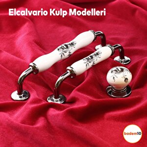 Elcalvario Lüks Porselen Mobilya Çekmece Dolap Kapak Kulpu Kulbu 128 Mm Beyaz Füme