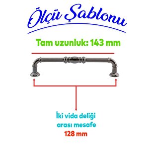 Buket Mobilya Mutfak Dolabı Çekmece Dolap Kulpu Kulpları Kulbu Füme (128 Mm-12.8 Cm) Metal Kulp
