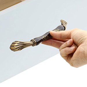 Faviera Lüks Porselen Mobilya Çekmece Dolap Kapak Kulpu Kulbu (160 Mm-16.0 Cm) Siyah Antik Sarı
