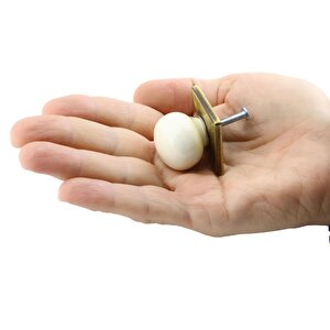 Tomurcuk Düğme Çekmece Dolap Kapak Kulpu Kulbu Krem Antik Sarı Porselen Kulp