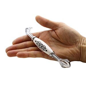 Eljarana Lüks Porselen Mobilya Mutfak Çekmece Dolap Dolabı Kulpu Kulbu (128 Mm-12.8 Cm) Beyaz Krom