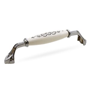 Eljarana Lüks Porselen Mobilya Mutfak Çekmece Dolap Dolabı Kulpu Kulbu (128 Mm-12.8 Cm) Beyaz Krom