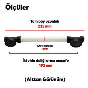 Enspel Lüks Porselen Mobilya Mutfak Çekmece Dolap Dolabı Kulpu Kulbu 192 Mm Beyaz Mat Siyah Kulpları