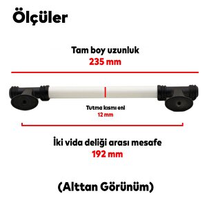 Enspel Lüks Porselen Mobilya Çekmece Dolap Kapak Kulpu Kulbu 192 Mm Beyaz Mat Siyah