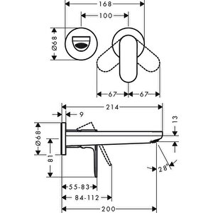 Rebris S Ankastre Lavabo Bataryası 205 Mm