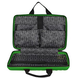 Laptop Çantası Kırılmaz Su Geçirmez Notebook Dizüstü Bilgisayar Taşıma Yeşil 40x30 Cm 16 İnç
