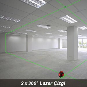 Kobb Kbl34gtp 40 Metre Profesyonel Li-ion Şarjlı 3x360⁰ Otomatik Hizalamalı Yeşil Çapraz Çizgi Lazer Distomat + Tripod