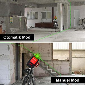 Kobb Kbl34gtp 40 Metre Profesyonel Li-ion Şarjlı 3x360⁰ Otomatik Hizalamalı Yeşil Çapraz Çizgi Lazer Distomat + Tripod
