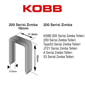Kobb Kbz216 16mm 2500 Adet 200 Serisi Ağır Hizmet Tipi Zımba Teli
