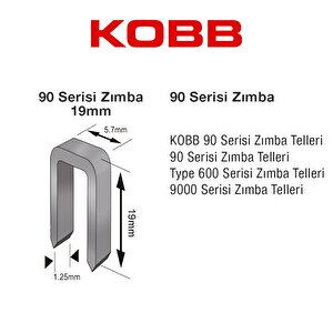Kobb Kbz9019 19mm 2500 Adet 90 Serisi Ağır Hizmet Tipi Zımba Teli