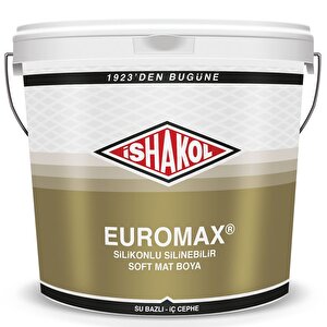 İshakol Euromax Silikonlu Silinebilir Soft Mat Boya Platin Bej - 15 L Platin Bej