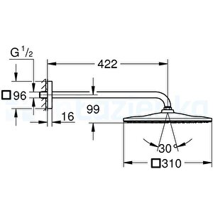 Rainshower Mono 310 Cube Tepe Duşu Seti 422 Mm, Tek Akışlı - 26564gn0