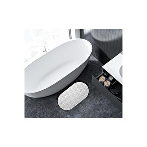 Oval Masajlı Banyo Duş Kaydırmaz Paspas 87 Vantuzlu Beyaz