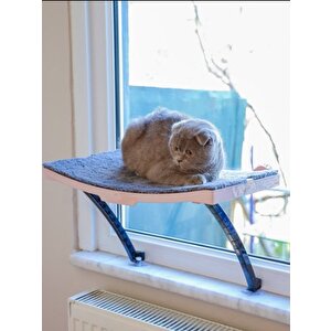 Vantuzlu Pencereye Monte Edilebilen Yumuşak Tüylü Portatif Kedi Yatağı Cama Asılan Kedi Yatağı