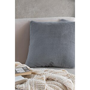 Sofa | 2 Adet Gri Renk Welsoft Kırlent Kılıfı Yastık Kılıfı 44x44 Cm