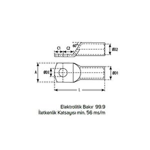 16mm (m8) Standart Kablo Pabucu ( 20 Adet )