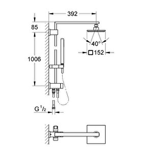 Euphoria Cube System 230 Duvara Monte Termostatik Bataryalı Duş Sistemi (26087000)