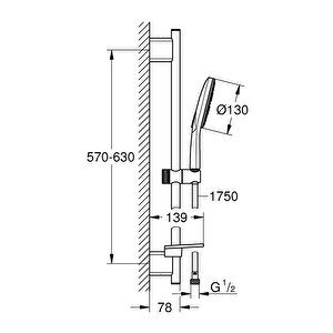 Grohe Rainshower Smartactive 130 Sürgülü Duş Seti 3 Akışlı