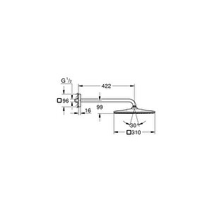 Rainshower Mono 310 Cube Tepe Duşu Seti 422 Mm, 1 Akışlı- 26564000