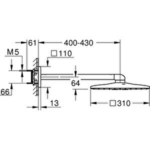 Grohe Rainshower Smartactive 310 Cube Tepe Duşu Seti 430 Mm, 2 Akışlı 26479ls0