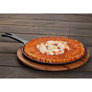 Lava Döküm Yuvarlak Pizza Krep Pankek Tavası Döküm Demir Yekpare Saplı Çap(ø)20cm.