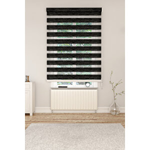 Si̇yah Beyaz Geçi̇şli̇ Zebra Stor Perde 110x200 Cm