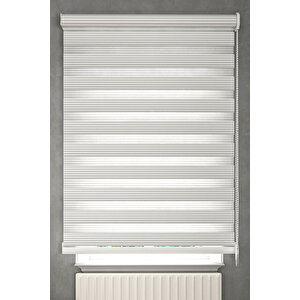 Beyaz Geni̇ş Pli̇seli̇ Zebra Stor Perde 110x200 Cm 110x200 cm
