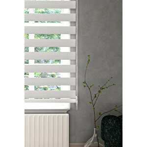 Beyaz Geni̇ş Pli̇seli̇ Zebra Stor Perde 90x200 Cm 90x200 cm