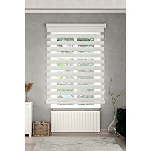 Beyaz Dar Pli̇seli̇ Zebra Stor Perde 80x260 Cm