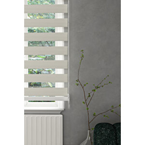 Ekru Geni̇ş Pli̇seli̇ Zebra Stor Perde (kirik Beyaz) 190x200 Cm 190x200 cm