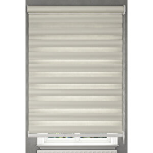 Ekru Geni̇ş Pli̇seli̇ Zebra Stor Perde (kirik Beyaz) 140x200 Cm 140x200 cm