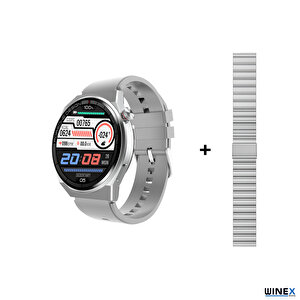 2024 Watch Gt3 Pro Android İos Harmonyos Uyumlu Akıllı Saat Yedek Kordonlu Gümüş