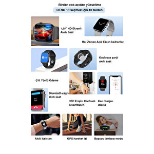 Winex 2024 Watch 8 Series Fullsecreen Android İos Uyumlu Akıllı Saat Gümüş