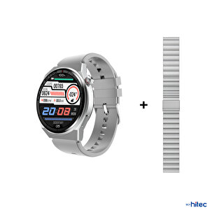 Schitec 2023 Watch Gt3 Pro Android İos Harmonyos Uyumlu Akıllı Saat Yedek Kordonlu Gümüş