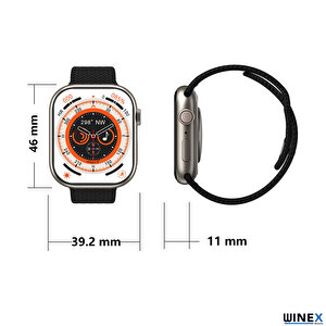 Winex 2023 Watch 9 Pro Amoled Ekran Android İos Uyumlu Akıllı Saat Siyah