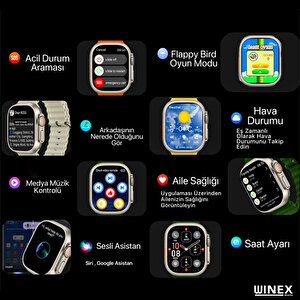 Winex 2024 Watch 8 Pro Max Amoled Ekran Android İos Uyumlu Akıllı Saat Yeşil